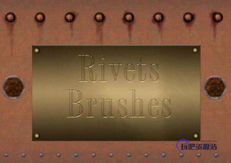铆钉、螺丝头PS笔刷素材-玩吧资源站