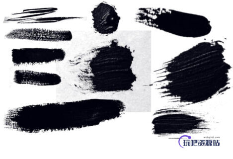 真实刷子、毛刷笔触PS笔刷素材-玩吧资源站