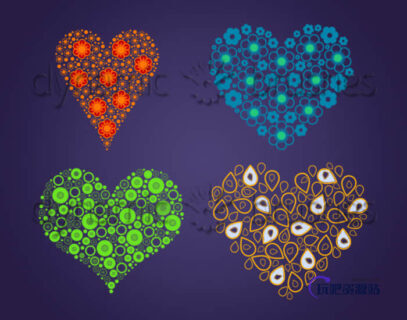 漂亮的小清新爱心图案PS笔刷素材-玩吧资源站