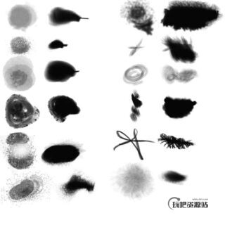 自由组合式画笔套装PS笔刷素材-玩吧资源站