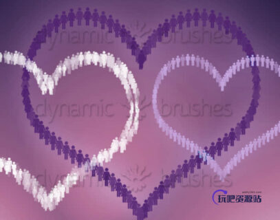 独特的小人组成的爱心图案PS笔刷素材-玩吧资源站