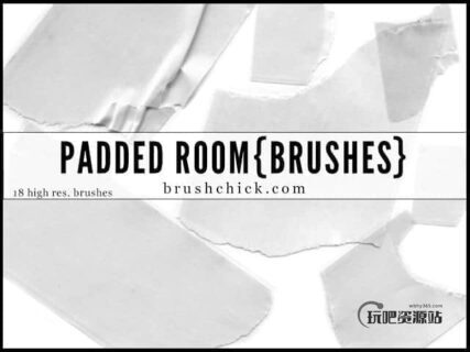 白色的带子、缎带、碎纸张效果PS笔刷下载-玩吧资源站