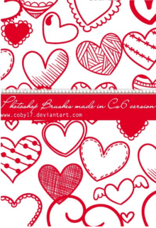 漂亮的童趣涂鸦爱心图案Photoshop爱心笔刷-玩吧资源站