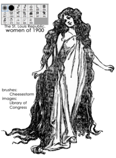 欧洲中世纪手绘女性图案PS笔刷-玩吧资源站