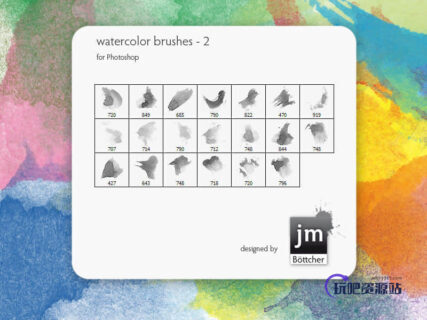 20种水彩画笔PS笔刷-玩吧资源站