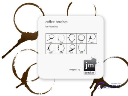 杯子水渍、污渍、咖啡杯痕迹PS笔刷下载-玩吧资源站