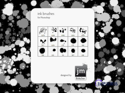 完美油漆、水墨滴溅效果PS笔刷下载-玩吧资源站