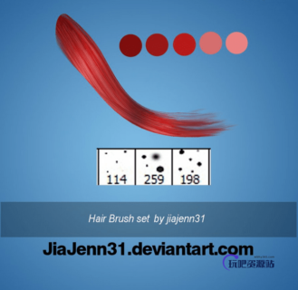 丝顺柔化般头发Photoshop笔刷素材-玩吧资源站