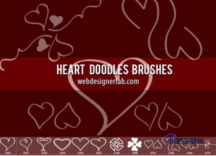 漂亮情人节爱心涂鸦Photoshop美图笔刷-玩吧资源站