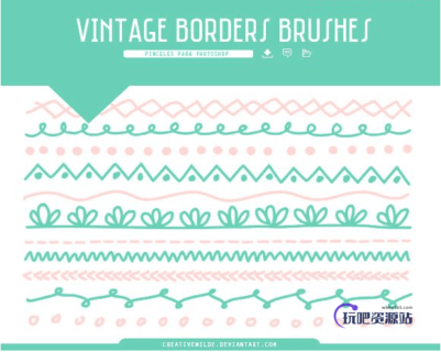 小清新童趣手绘线条边框PS笔刷-玩吧资源站