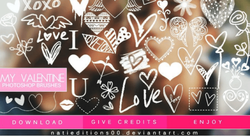 情人节童趣涂鸦装饰PS美图笔刷-玩吧资源站