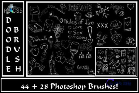 粉笔童趣黑板涂鸦PS笔刷美图素材-玩吧资源站