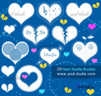 可爱时尚爱心图案PS情人节照片美化笔刷-玩吧资源站