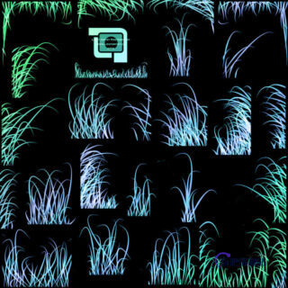 手绘高品质小草、青草、草丛Photoshop笔刷素材-玩吧资源站