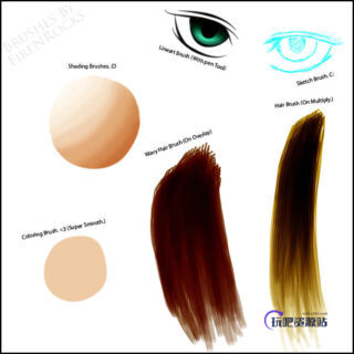 多重触点Photoshop绘画笔刷-玩吧资源站