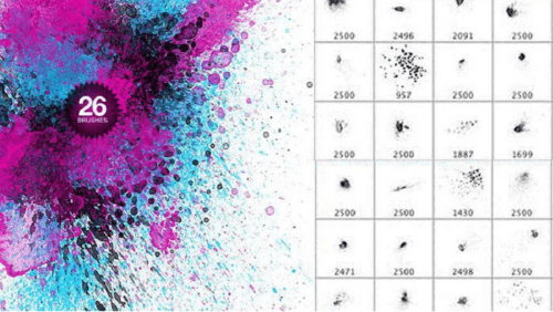 26种油漆喷溅、滴溅、喷洒效果PS笔刷-玩吧资源站