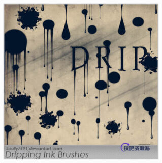 油漆点滴状Photoshop笔刷-玩吧资源站