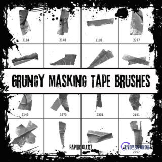 胶布痕迹、黏贴的胶带PS笔刷-玩吧资源站