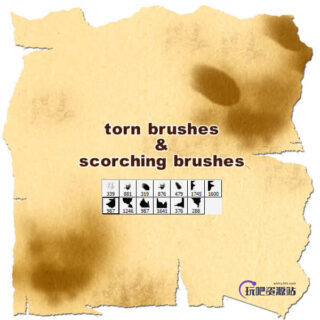 破旧的撕纸边框效果Photoshop笔刷-玩吧资源站