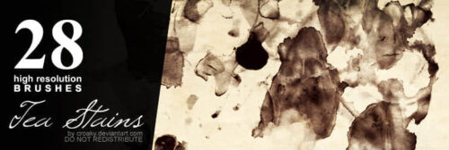 28种混合污渍、水墨痕迹PS笔刷下载-玩吧资源站