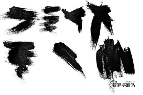 高级毛刷涂抹痕迹Photoshop笔刷-玩吧资源站