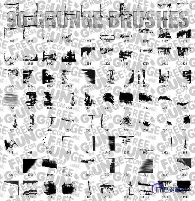 超多的陈旧、垃圾、油漆滴溅、做旧纹理样式Photoshop笔刷