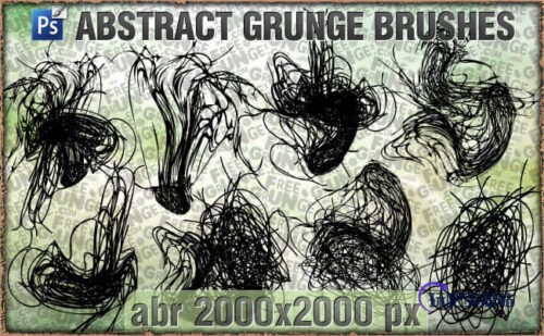 抽象混杂的线条涂划痕迹PS笔刷-玩吧资源站
