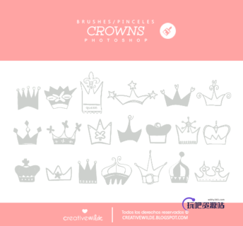 可爱的涂鸦皇冠Photoshop童趣笔刷-玩吧资源站