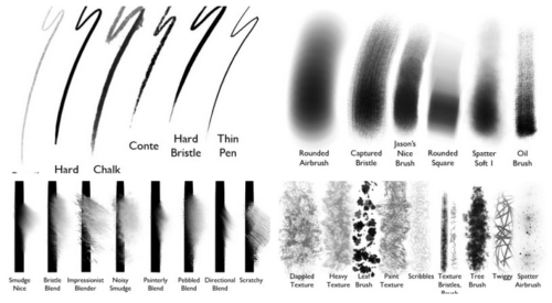 独特的CG笔触photoshop工具预设.tpl笔刷素材-玩吧资源站