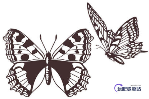 高清蝴蝶图案Photoshop笔刷素材下载-玩吧资源站