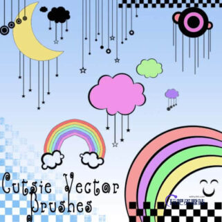 可爱童趣卡通元素Photoshop照片美化笔刷-玩吧资源站