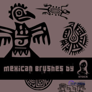 神秘太阳神图腾图案Photoshop笔刷素材-玩吧资源站