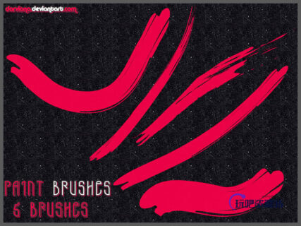 丝般润滑的油漆刷子笔触Photoshop笔刷-玩吧资源站