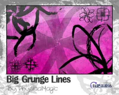 刷子水墨涂鸦式花纹图案Photoshop笔刷-玩吧资源站