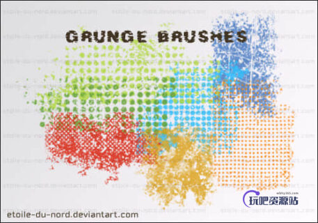 残破感觉的油漆印刷纹理PS背景笔刷-玩吧资源站