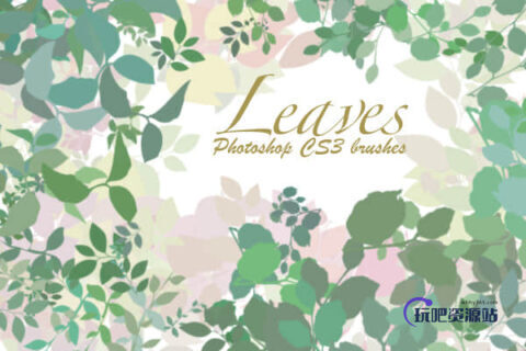 树叶、树枝、枝条装饰素材Photoshop笔刷下载-玩吧资源站