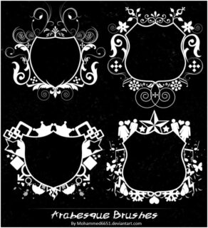 藤蔓花纹徽章符号Photoshop笔刷-玩吧资源站