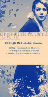 20种破碎效果、玻璃碎片、破裂效果PS笔刷-玩吧资源站