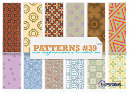 8种无缝拼接的民族花纹图案Photoshop填充图案底纹素材 Patterns 下载-玩吧资源站