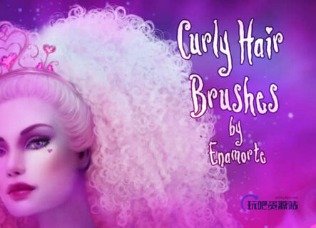 卷曲的烫发Photoshop笔刷素材-玩吧资源站