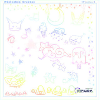 萌哒哒可爱童趣涂鸦Photoshop照片美化笔刷-玩吧资源站