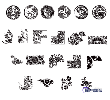 日本传统印花图案Photoshop装饰笔刷-玩吧资源站