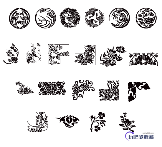日本传统印花图案Photoshop装饰笔刷