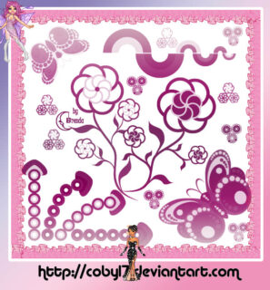 卡哇伊鲜花图案Photoshop笔刷-玩吧资源站