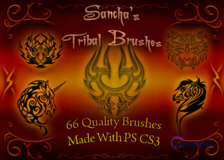 神圣火焰纹饰刺青、纹身图案Photoshop笔刷素材下载-玩吧资源站