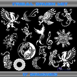 神秘部落图腾徽章刺青、纹饰、纹身图案Photoshop笔刷下载-玩吧资源站