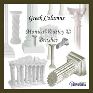 罗马柱、古希腊建筑场景Photoshop笔刷素材-玩吧资源站