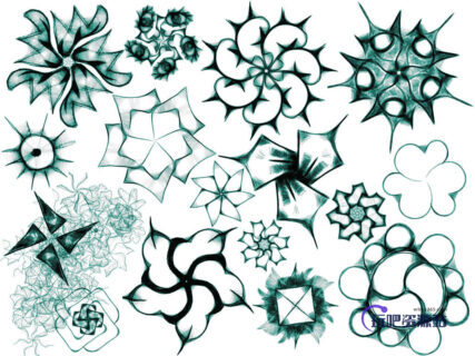 漂亮的艺术花朵Photoshop笔刷素材下载-玩吧资源站