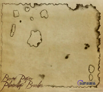 烧破洞的羊皮纸Photoshop笔刷-玩吧资源站