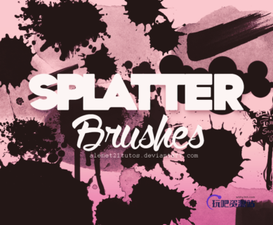 油漆、油墨滴溅Photoshop笔刷-玩吧资源站